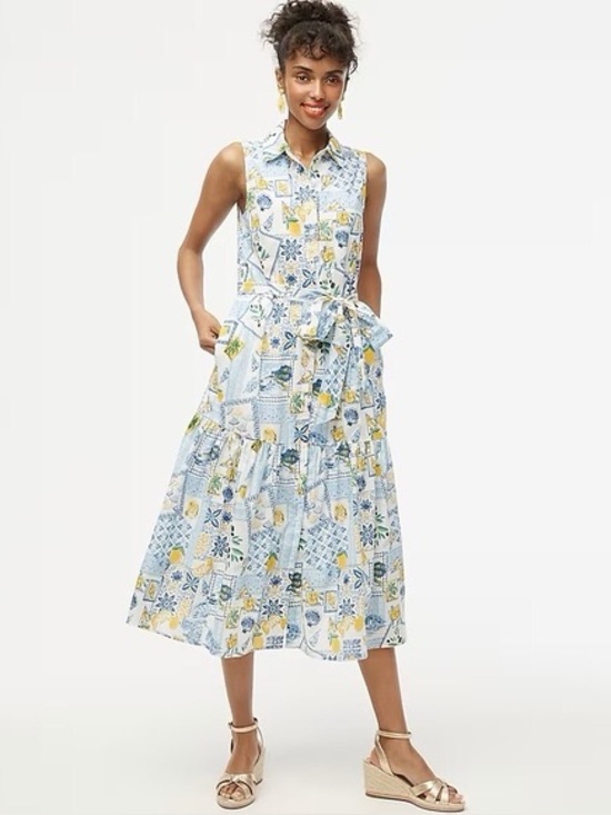J. Crew Factory Dresses & Skirts - J. Crew Collared Midi Dress Lemon La Dolce Vita Size 12